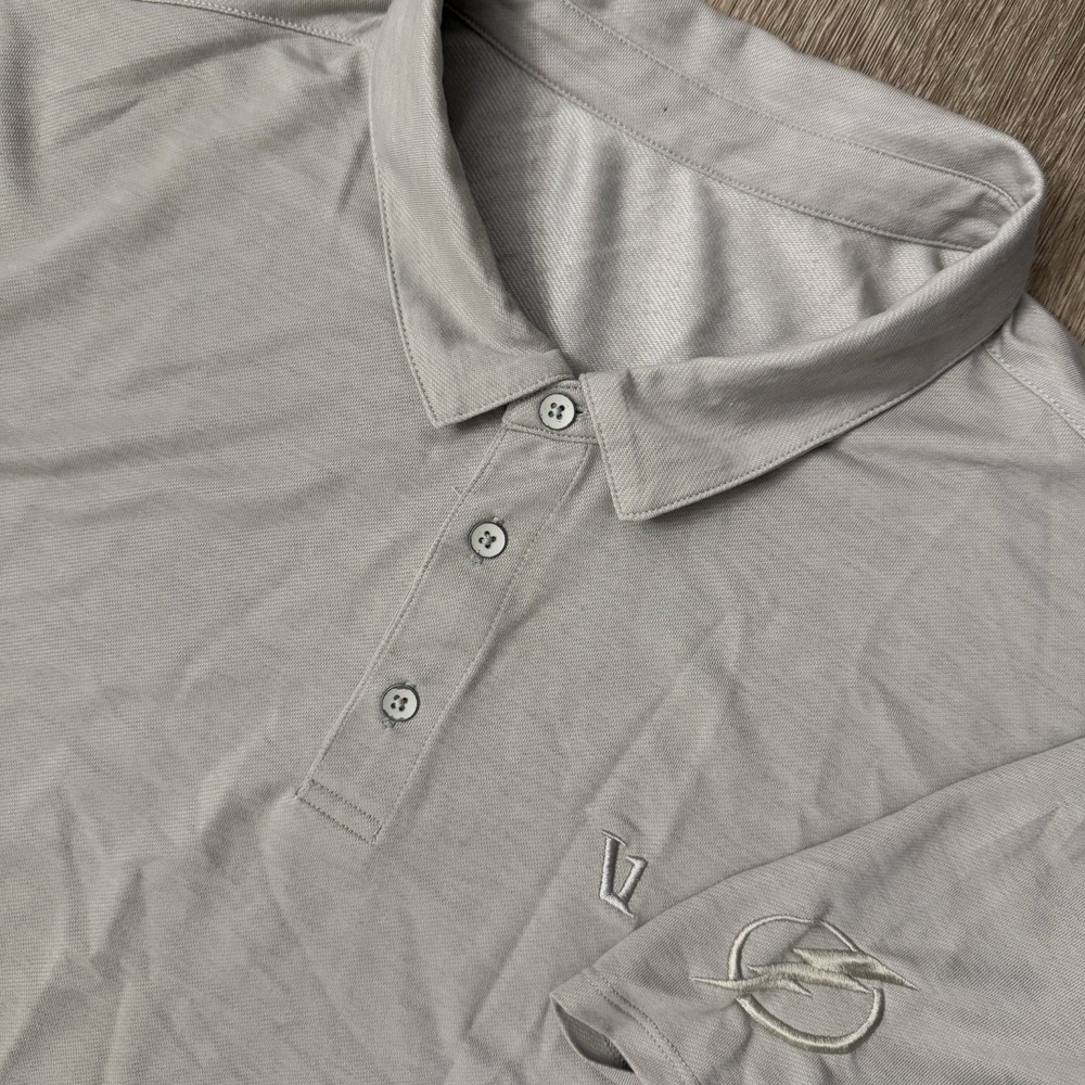 Vuori Knit Twill Polo Tampa Bay Lightning Men's 2XL Tan Performance Short Sleeve